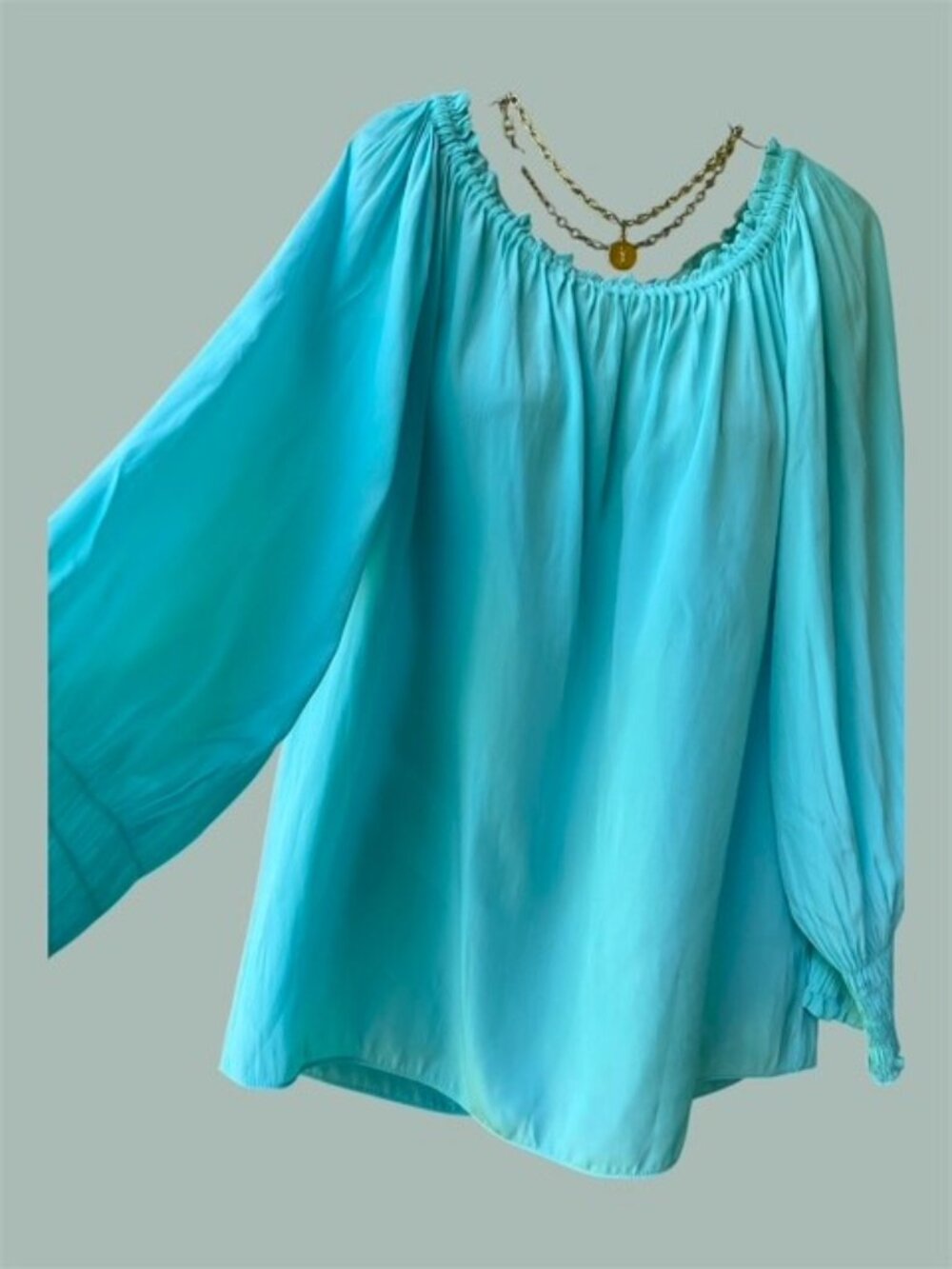 Ramy Brook Top Billowy Long Sleeves Off the Shoulder Neckline